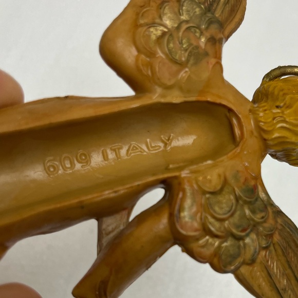 Vintage ⚜️💛⚜️ Resin Angel Gloria Banner Nativity Figure 5"  Italy # 609 - Picture 9 of 9